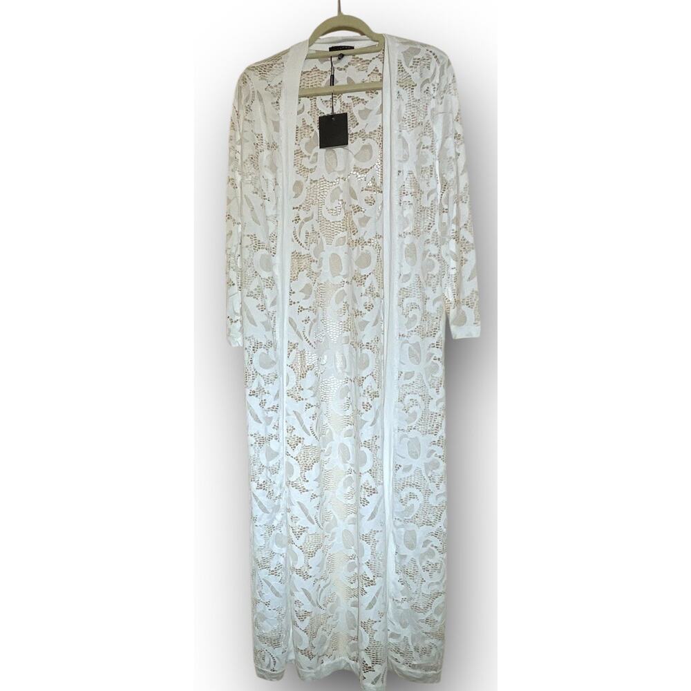 JluxLabel Throw On White Beach‎ Cardigan Coat Sz S Missing Belt